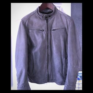 Rogue Grey Leather Cafe Racer Motorcycle Jacket